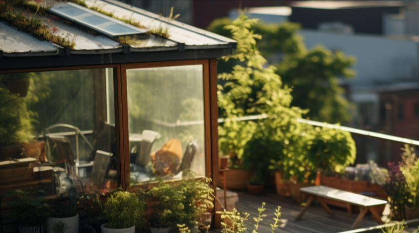 Outdoor garden on flat roof