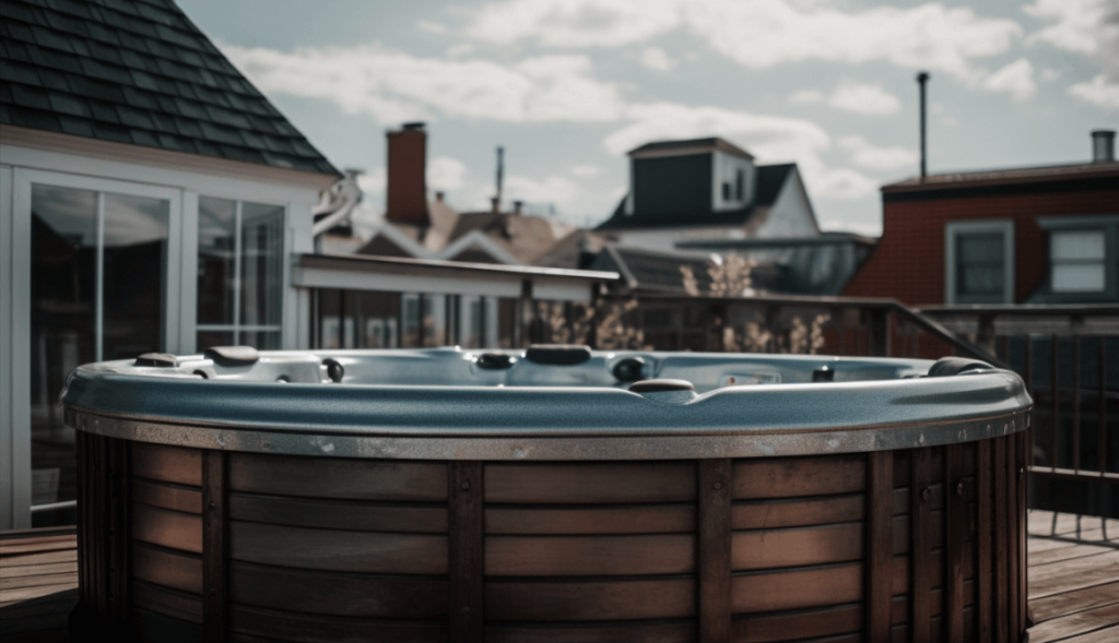 hot tub on a flat roof